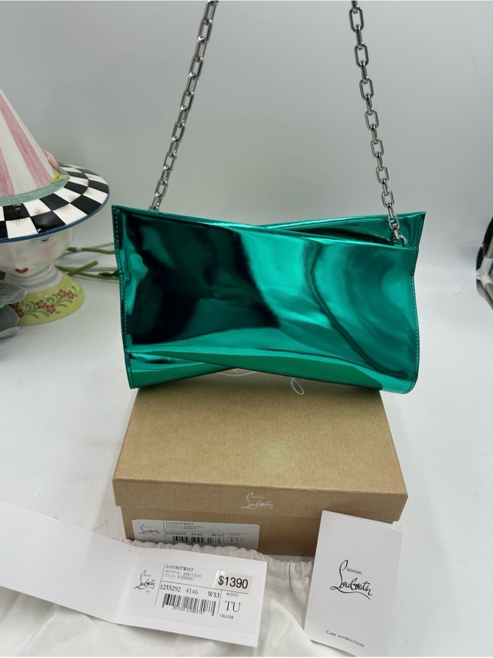Women’s Christian Louboutin LOUBITWIST clutch/shoulder bag made in Italy